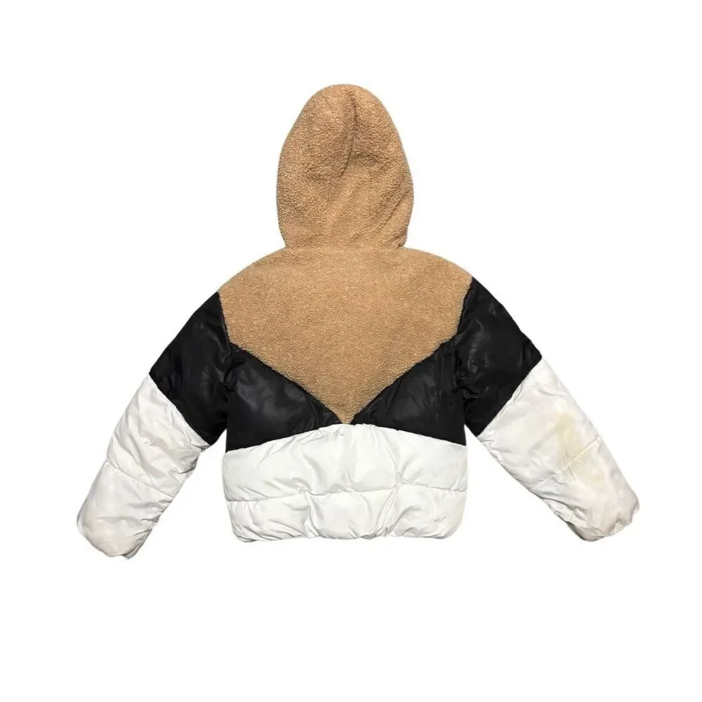Sam Edelman Faux Sherpa Colorblock Puffer Jacket